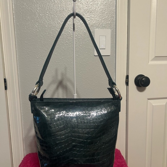 Brighton Elegant Green Croc-Embossed Shoulder Bag no callouts - Picture 1 of 14